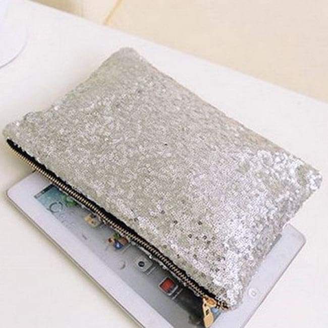 Sonia Glitter Clutch Silver Bags